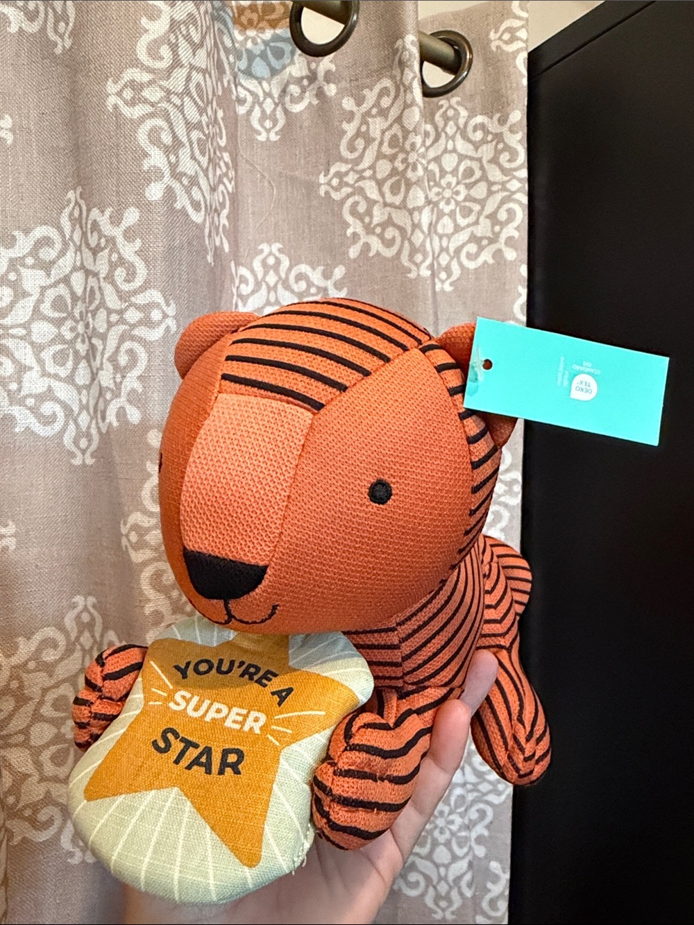 Pillowfort Orange Striped Tiger Plush with Star Badge New